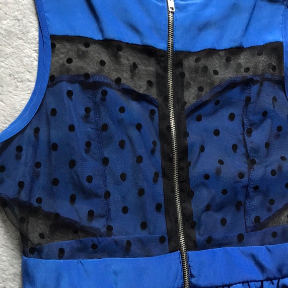 NWOT Royal Blue Polka Dotted Mesh Party Dress - Picture 7 of 7